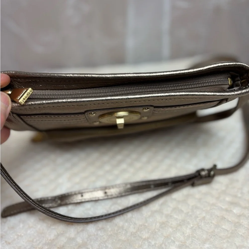Calvin Klein Gold Metallic Faux Leather Crossbody Purse